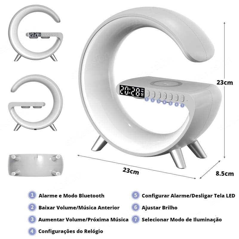 Carregador Iphone Samsung por Indução + Despertador + Luminária Dechouzz