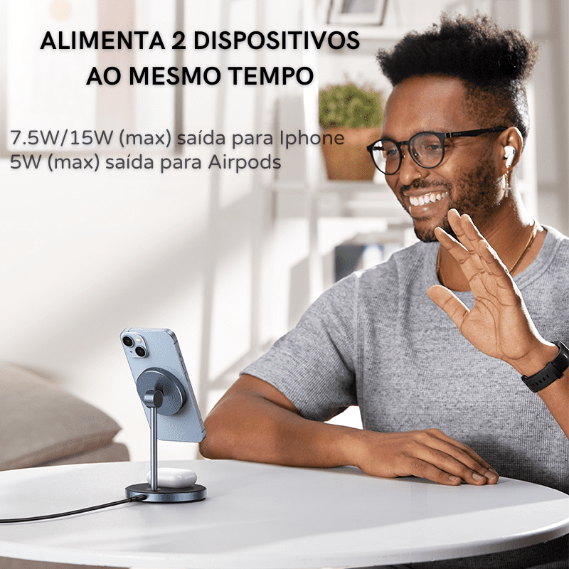 Carregador Por Indução Iphone Airpods Base Magnética Dechouzz