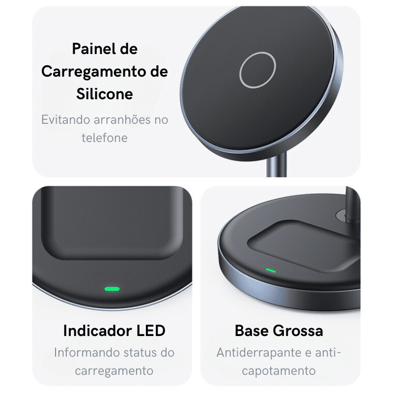 Carregador Por Indução Iphone Airpods Base Magnética Dechouzz