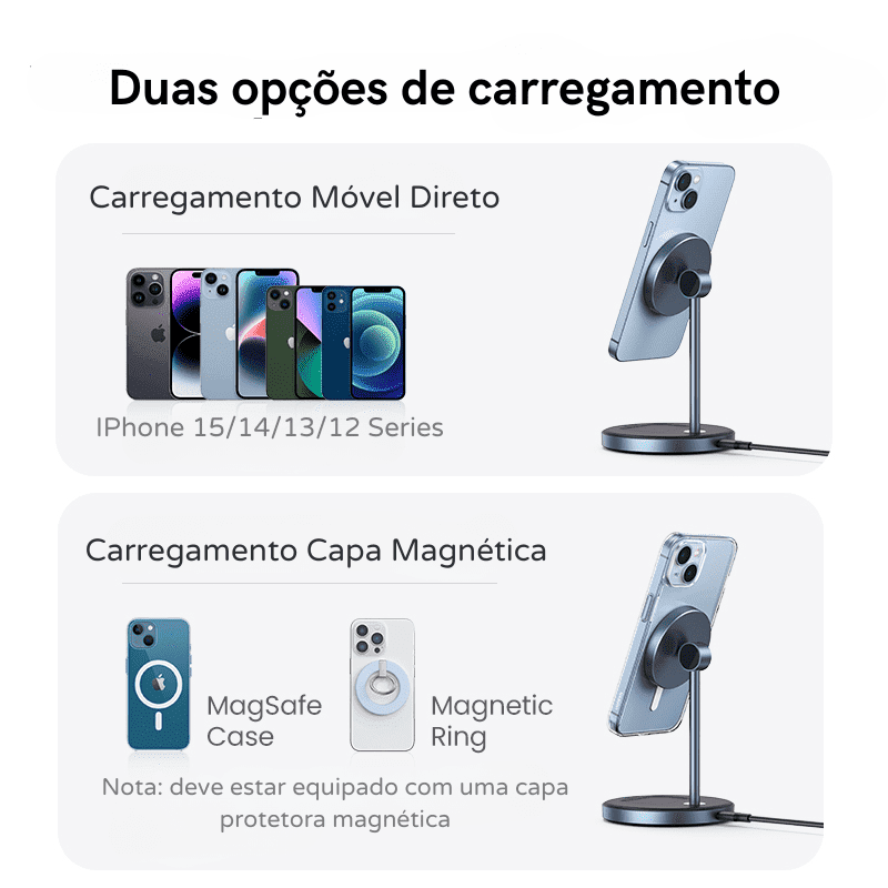 Carregador Por Indução Iphone Airpods Base Magnética Dechouzz