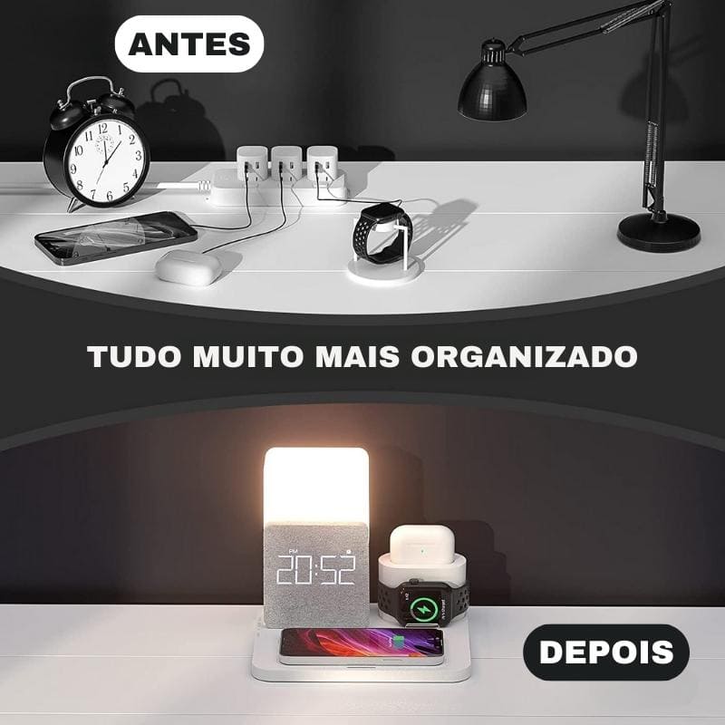 Carregador por Indução Luminária de Mesa e Despertador Dechouzz