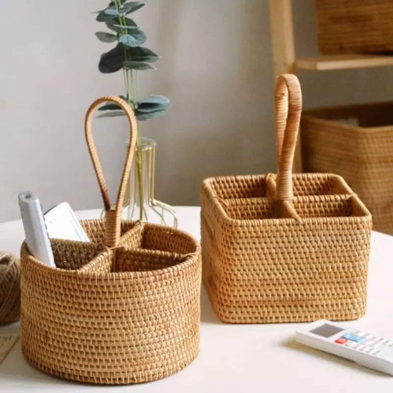 Cesta de Armazenamento de Vime em Rattan Feita a Mão Dechouzz