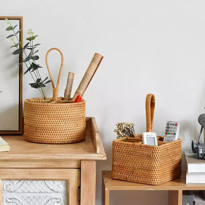 Cesta de Armazenamento de Vime em Rattan Feita a Mão Dechouzz