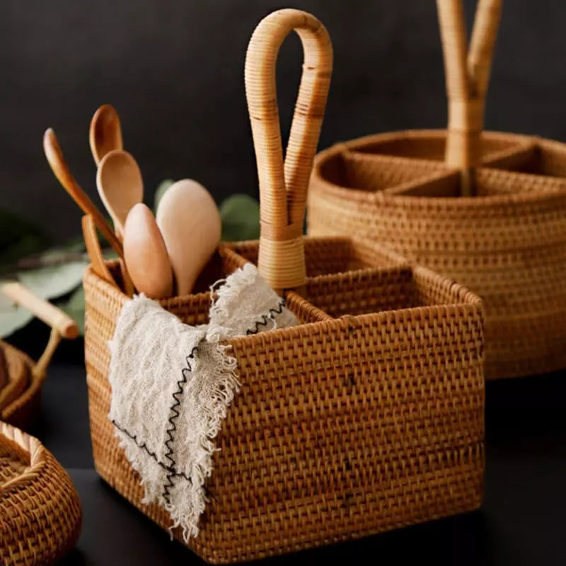 Cesta de Armazenamento de Vime em Rattan Feita a Mão Dechouzz