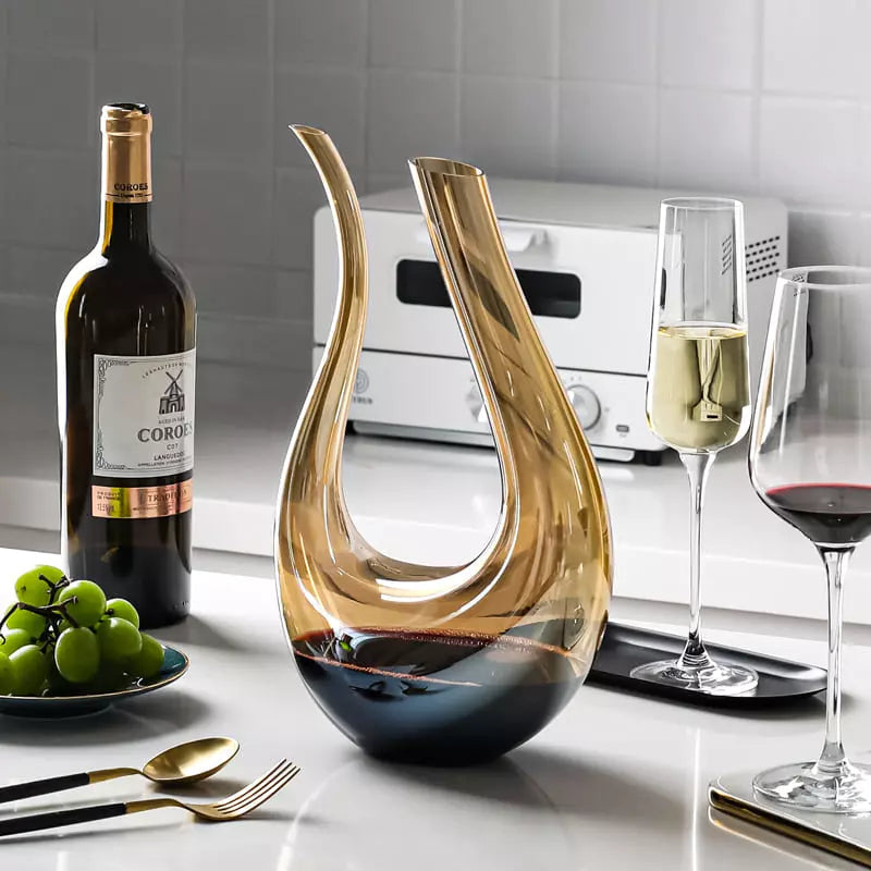 Decanter de Vinho de Vidro Cisne Ambar Dechouzz