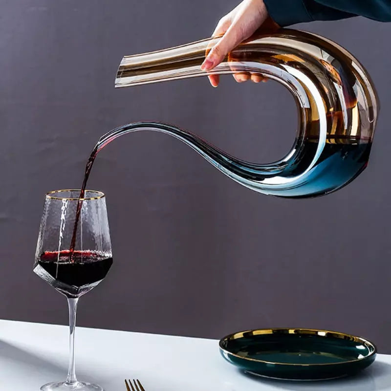 Decanter de Vinho de Vidro Cisne Ambar Dechouzz