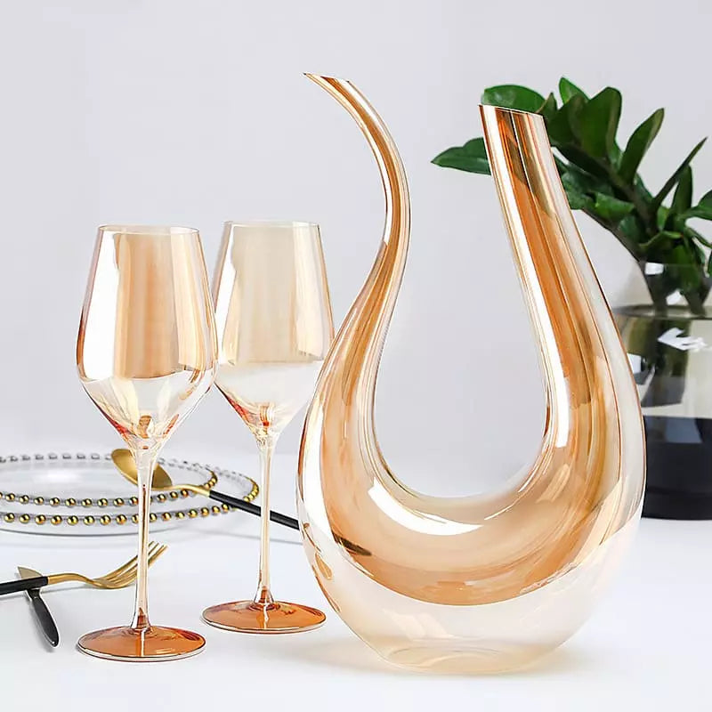 Decanter de Vinho de Vidro Cisne Ambar Dechouzz