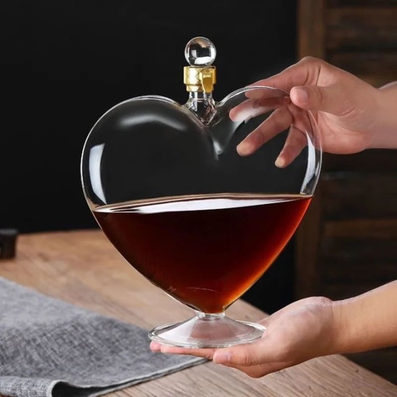 Decanter de Vinho Whisky Coração Vidro Dechouzz