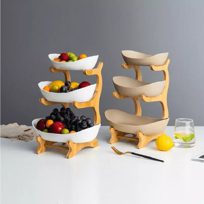 Fruteira de Mesa Cesta de Fruta Bambu Dechouzz