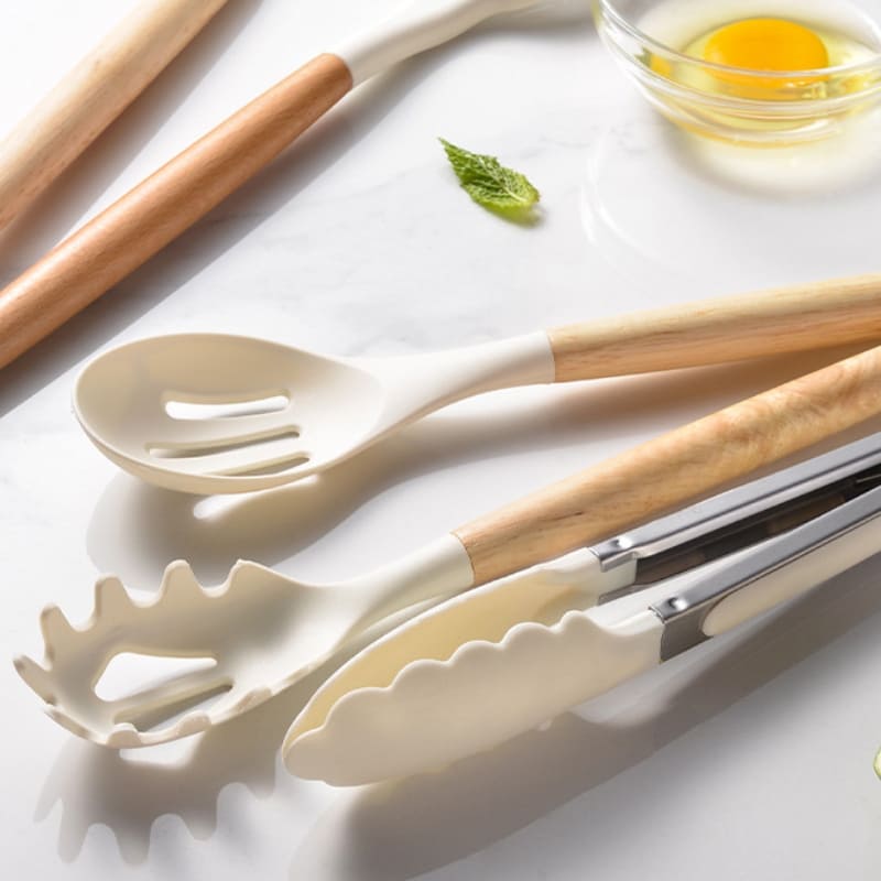 Kit Utensílios de Cozinha 14 Peças Silicone Com Organizador Dechouzz