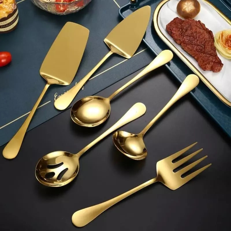 Kit Utensílios de Cozinha 6 Peças Inox Dourado Dechouzz