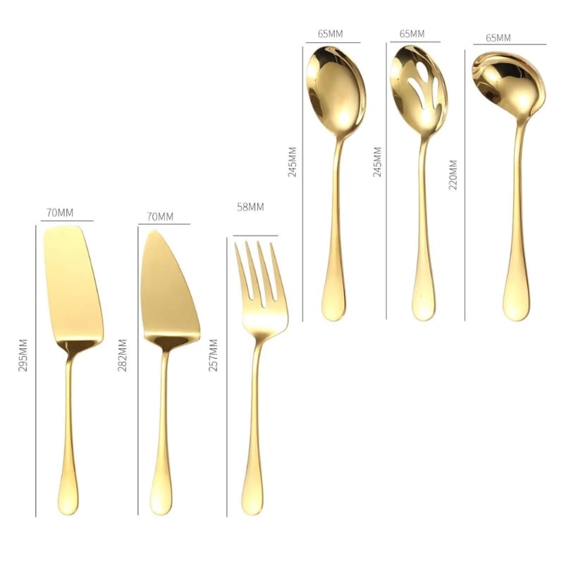 Kit Utensílios de Cozinha 6 Peças Inox Dourado Dechouzz