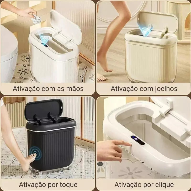 Lixeira para Banheiro e Cozinha Acrílico Automática Sensor Dechouzz