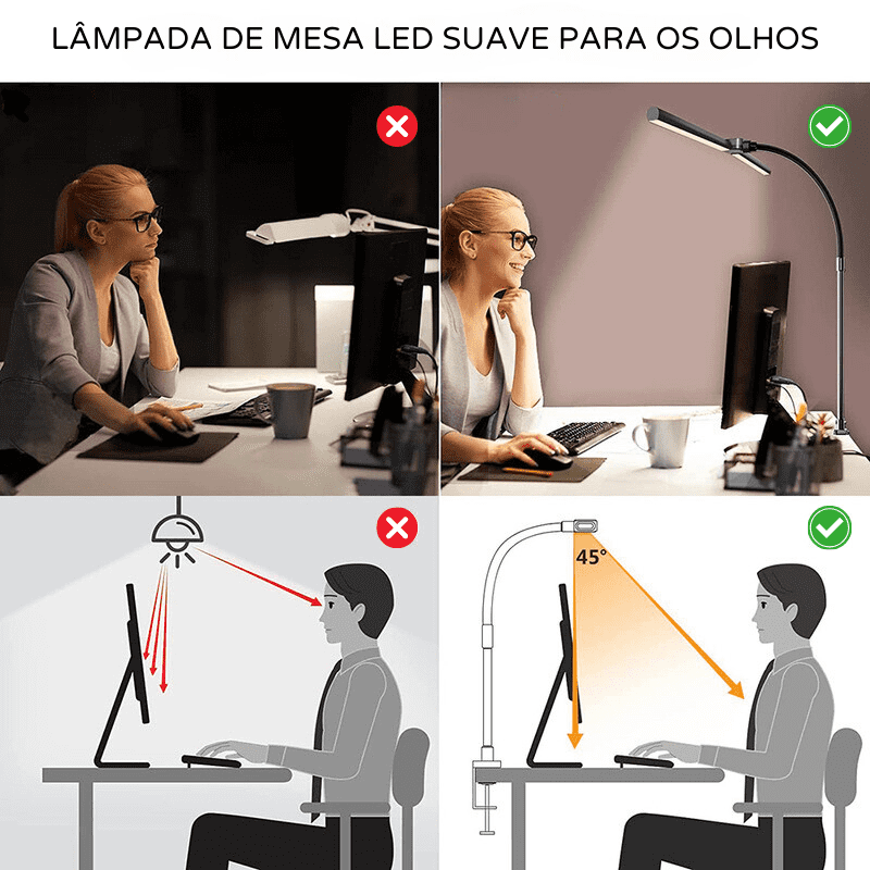 Luminária de Mesa LED Escritório Fléxivel Alumínio Dechouzz